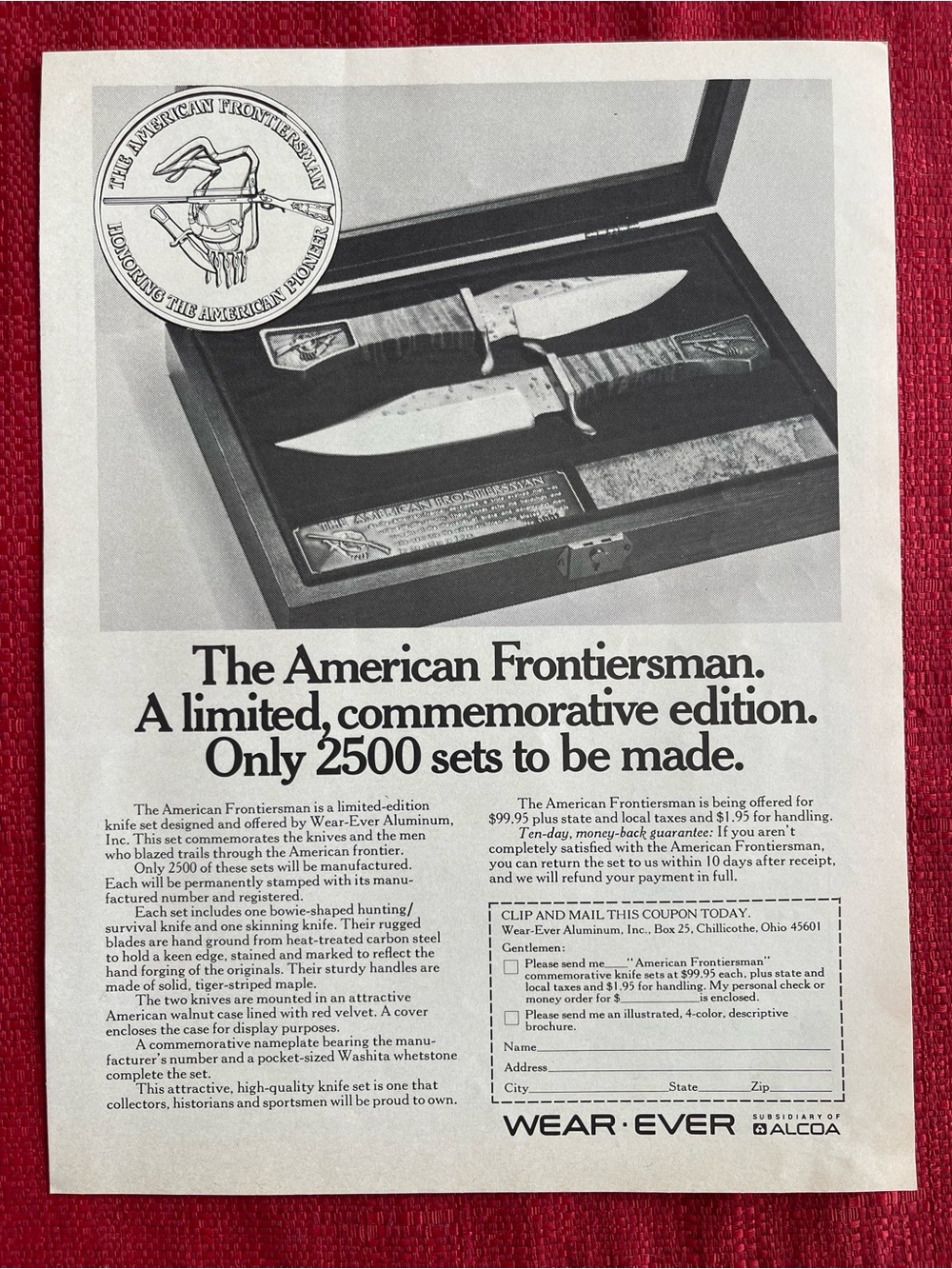1974 Wear Ever Aluminum Corp. American Frontiersman Vintage Print Ad